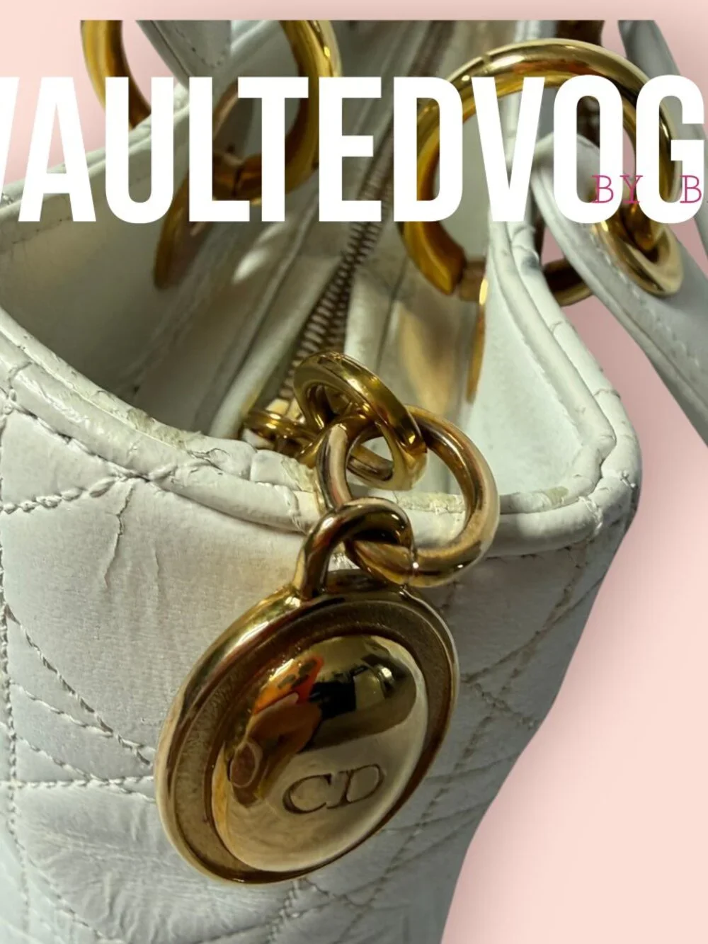 Christian Dior Lady Dior Large Cannage White Leather Tote Gold Hardware Bag - Picture 11 of 16